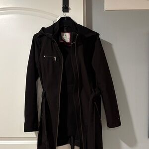 Tommy Hilfiger Women's Black Trench Coat with Zippered Pockets
